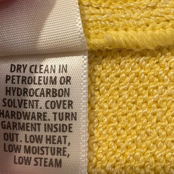 Vtg St John Collection Long Cardigan Knit Coat 8 Yellow Fringe Trim Old Money - Picture 9 of 10